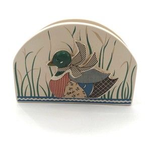 Vintage Duck Mallard Ceramic Holder Napkin Mail Country Cottage Core Japan 7"